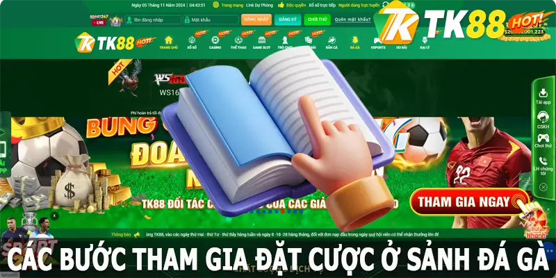 Các bước tham gia đặt cược dễ dàng của đá gà TK88